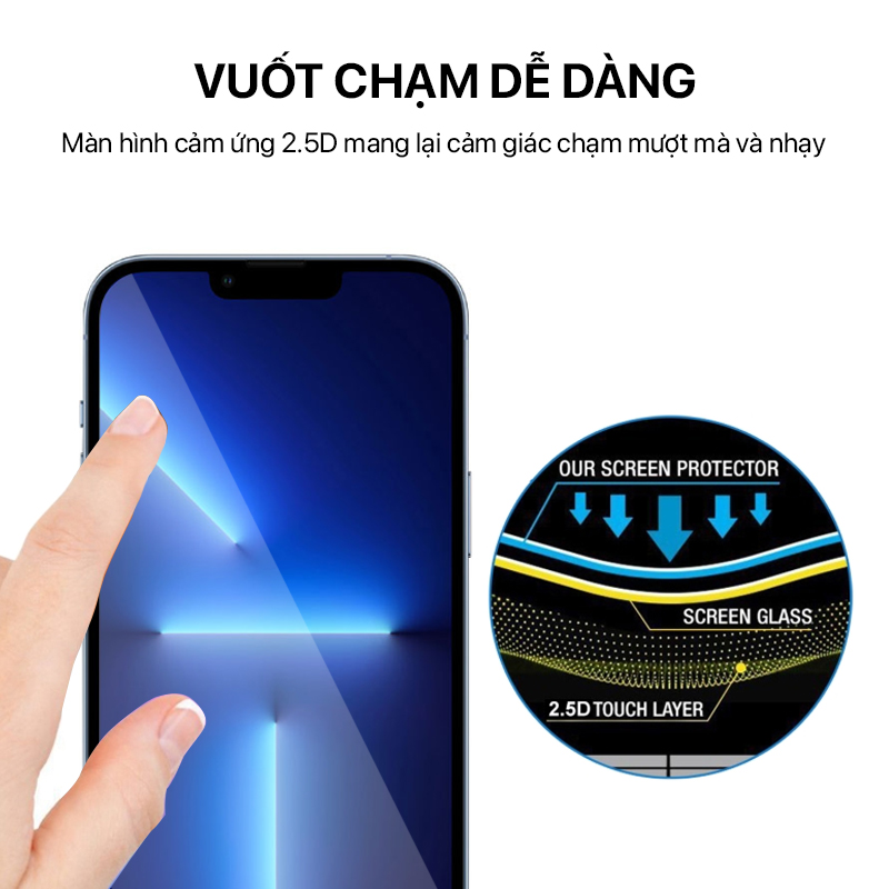 Dán màn hình cường lực 9D iPhone 13/13 Pro/14 3 Dán màn hình Full 9D