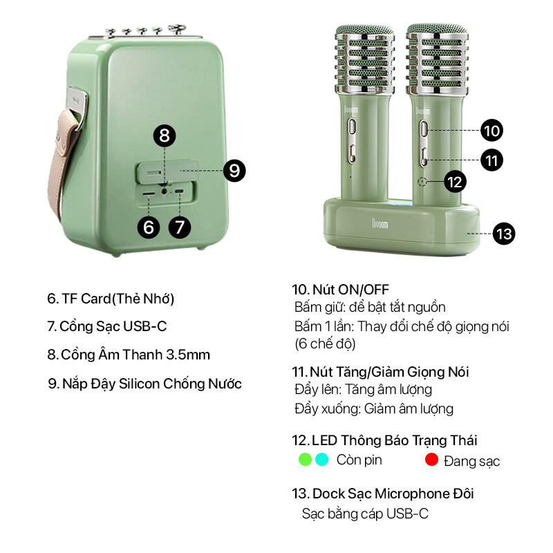 Loa Karaoke Bluetooth Divoom Songbird 8 Loa Karaoke Bluetooth Divoom Songbird