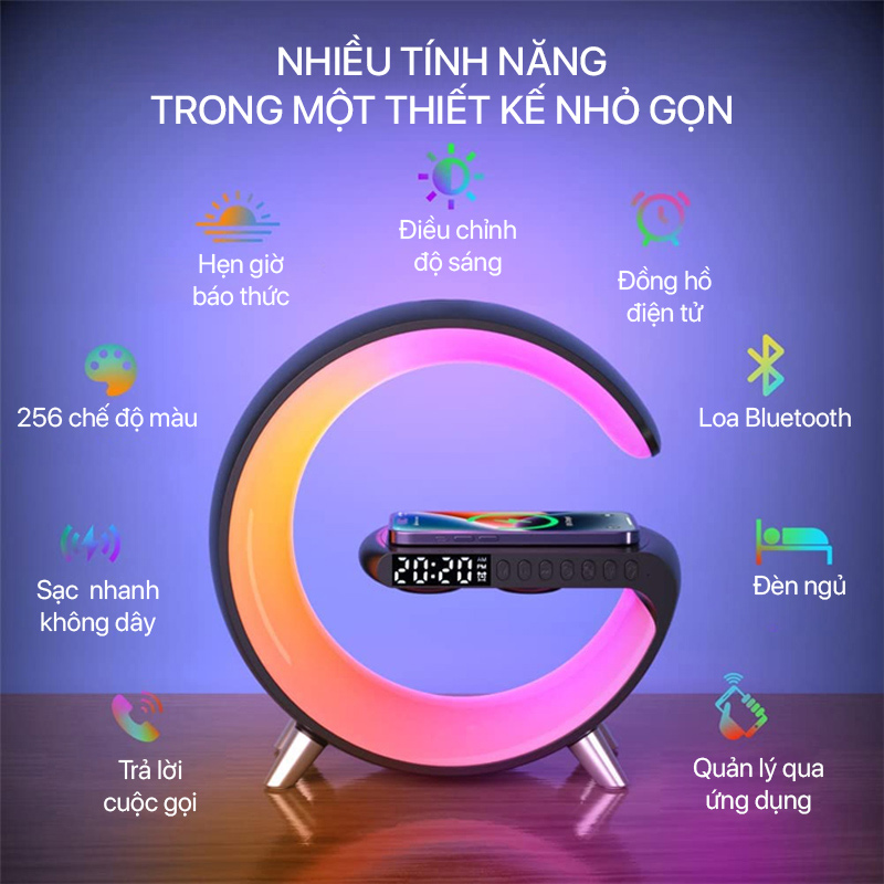 Đèn Bàn Kiêm Đế Sạc, Loa Bluetooth Không Dây Đa Năng 4 In 1 - White 2 Đèn bàn kiêm đế sạc, loa bluetooth không dây đa năng 4 In 1