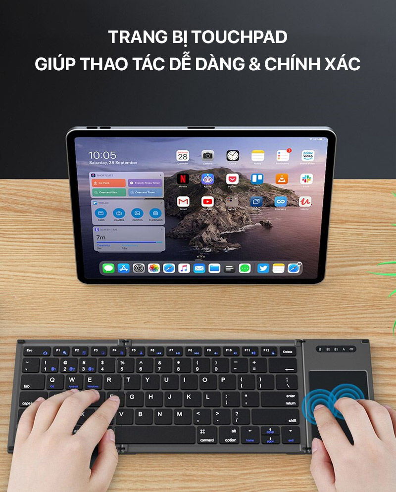 Folding Bluetooth Keyboard With Touchpad B066T 3 Folding Bluetooth Keyboard With Touchpad B066T
