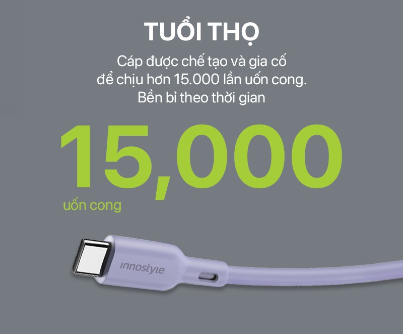 Cáp Innostyle UltraFlex USB-A to USB-C Cable 1.5M - IAC150LV 1 Innostyle UltraFlex USB-A to USB-C Cable 1.5M - IAC150LV