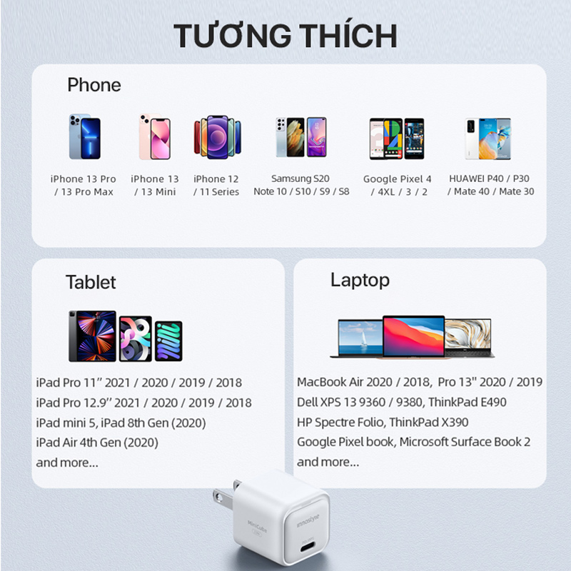 Innostyle MiniCube 33W GaN Charger - IC33PD 5 Cốc sạc Innostyle MiniCube 33W GaN Charger - IC33PD