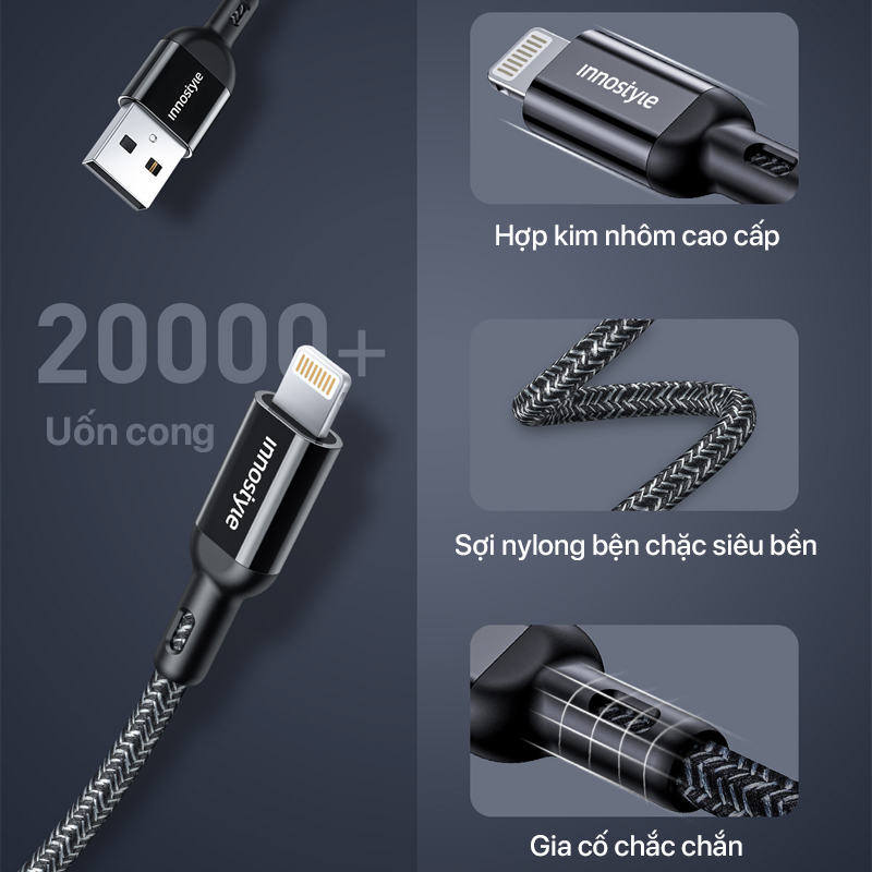 Innostyle PowerFlex USB-A to Lightning Cable 1.5M - IAL150 2 Innostyle PowerFlex USB-A to Lightning Cable 1.5M - IAL150