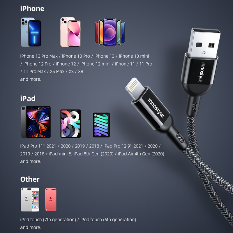 Innostyle PowerFlex USB-A to Lightning Cable 1.5M - IAL150 5 Innostyle PowerFlex USB-A to Lightning Cable 1.5M - IAL150