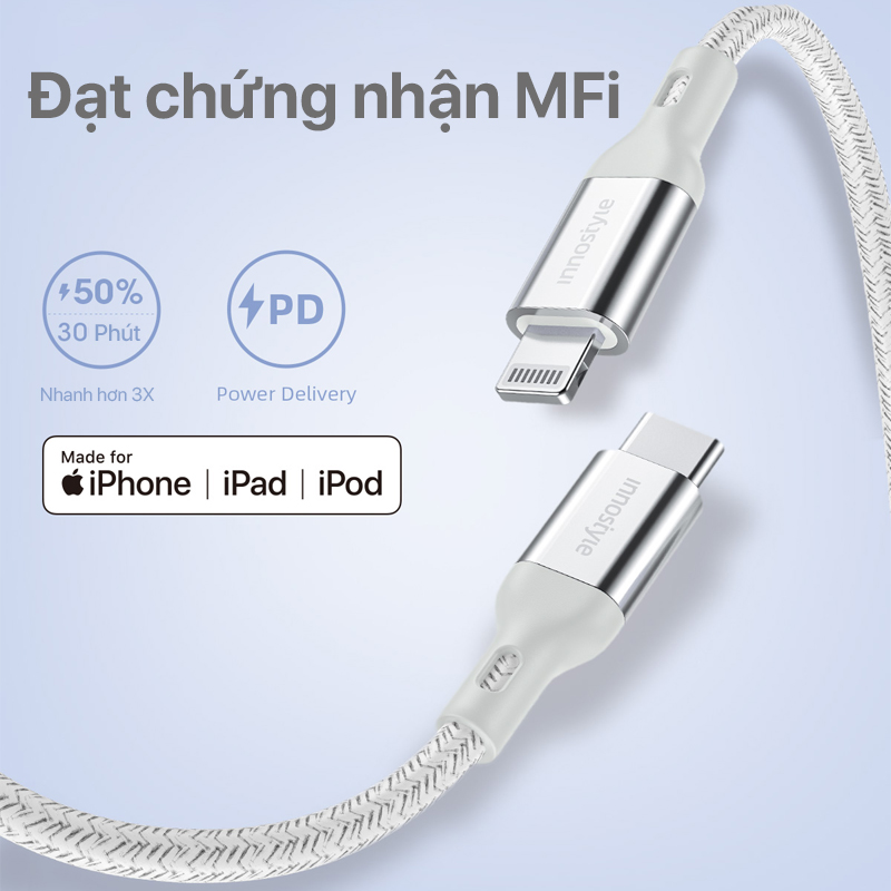 Innostyle PowerFlex USB-C to Lightning Cable 1.5M - ICL150AL 4 Innostyle PowerFlex USB-C to Lightning Cable 1.5M - ICL150AL