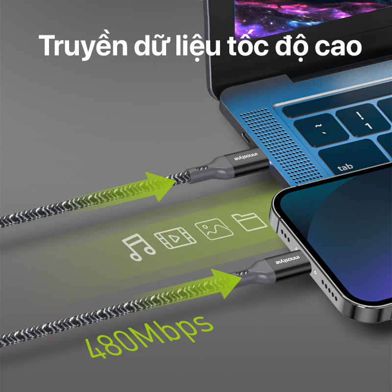 Innostyle PowerFlex USB-C to Lightning Cable 1.5M - ICL150AL 2 Innostyle PowerFlex USB-C to Lightning Cable 1.5M - ICL150AL