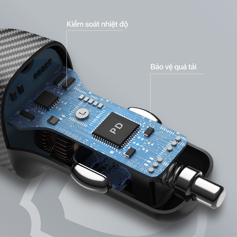 Sạc ô tô Innostyle PowerOn Speed 38W Car Charger - IC38-2PDBLK 4 Tẩu sạc ô tô Innostyle PowerOn Speed 38W Car Charger