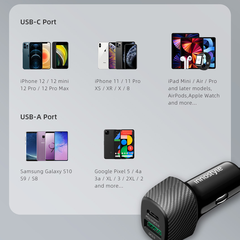 Sạc ô tô Innostyle PowerOn Speed 38W Car Charger - IC38-2PDBLK 6 Tẩu sạc ô tô Innostyle PowerOn Speed 38W Car Charger