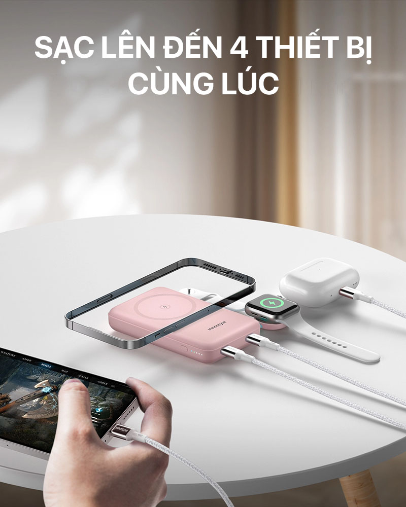 Pin sạc dự phòng MagSafe iPhone và Apple Watch Powermag Duo 2 In 1 - 10000mAh 4 Innostyle Magsafe iPhone Apple Watch Powermag Duo 2 in 1