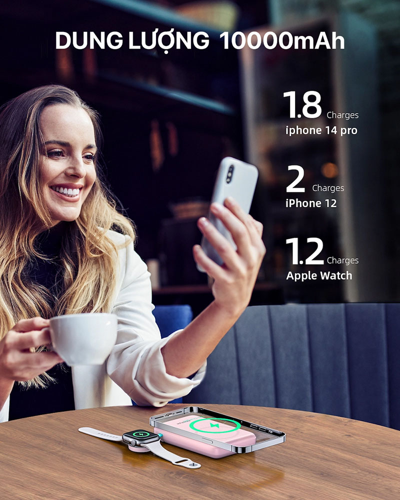 Pin sạc dự phòng MagSafe iPhone và Apple Watch Powermag Duo 2 In 1 - 10000mAh 1 Innostyle Magsafe iPhone Apple Watch Powermag Duo 2 in 1
