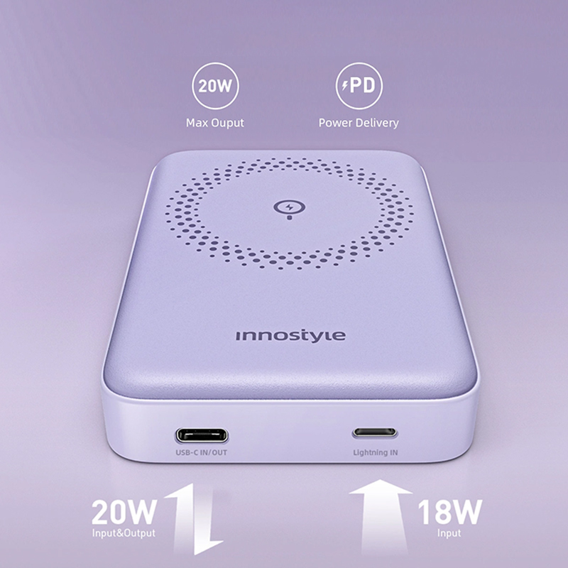 Pin sạc dự phòng Innostyle 2 In 1 Powermag - 10000mAh 4 Sạc dự phòng không dây Innostyle 2 In 1 Powermag 10000mAh