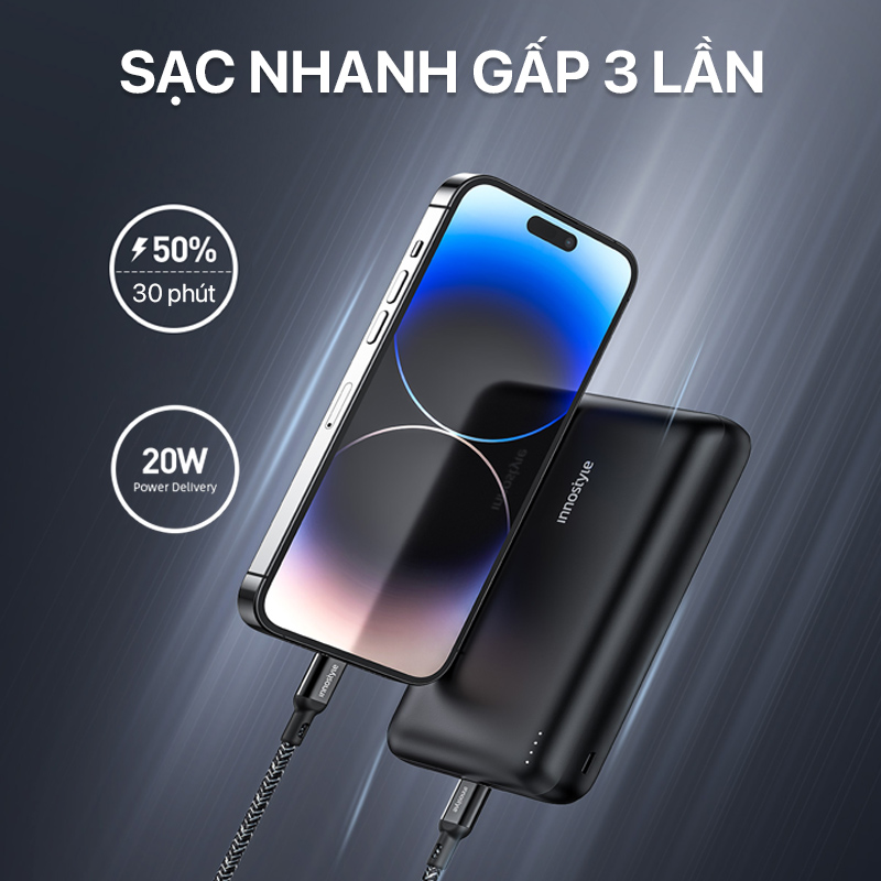 Pin sạc dự phòng Innostyle PowerMax - IP20KPDBLK - 20000mAh 1 Pin sạc dự phòng Innostyle PowerMax 20000mAh - IP20KPDBLK
