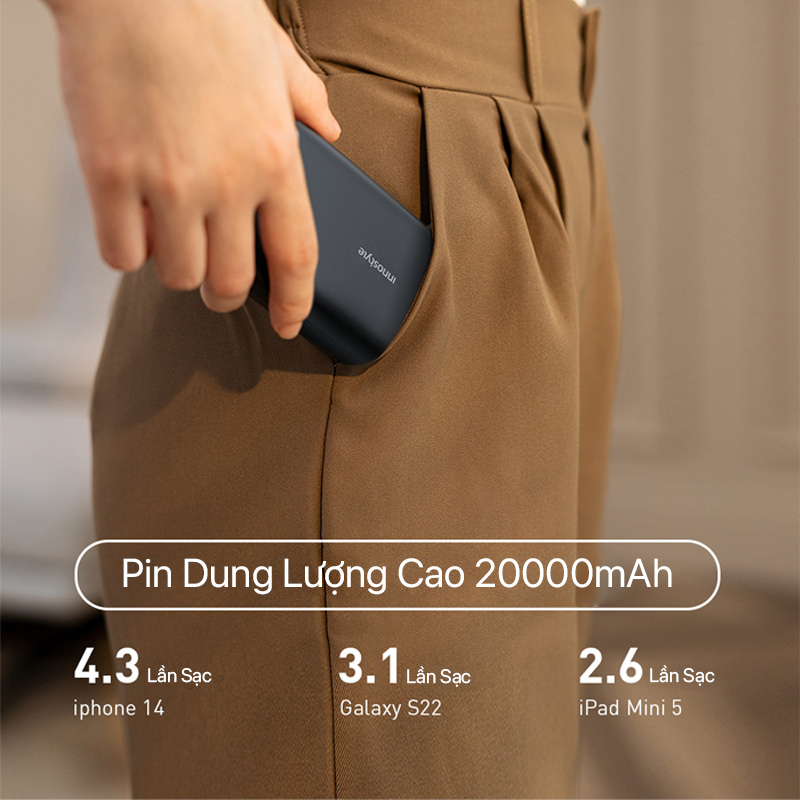 Pin sạc dự phòng Innostyle PowerMax - IP20KPDBLK - 20000mAh 3 Pin sạc dự phòng Innostyle PowerMax 20000mAh - IP20KPDBLK