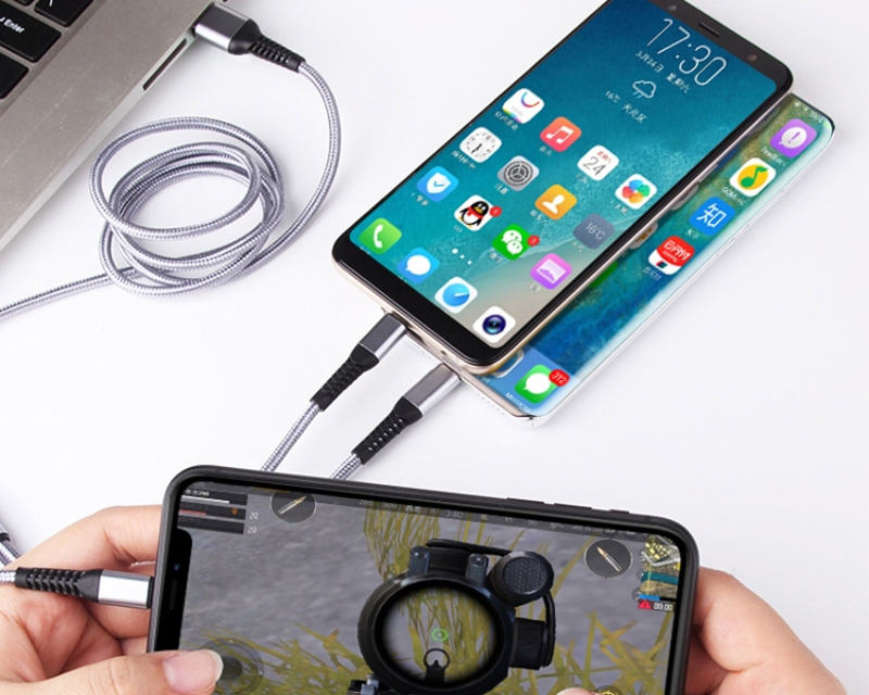 Cáp sạc Ivon CA39 2.4A Max Lightning + USB-C + Micro USB 3 in 1 Charging Cable 1.2m 3 cap sac ivon ca39 2.4a max lightning usb c micro usb 3 in 1 charging cable 120cm 01