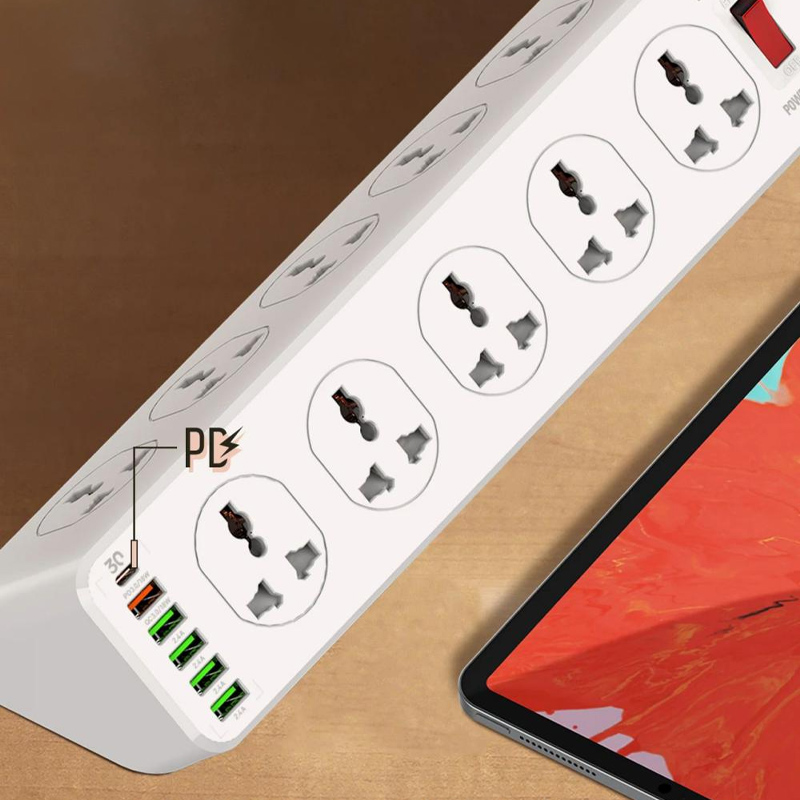Ổ cắm điện LDNIO - 10 Outlets PD & QC3.0 - 6 USB Power Cord SC10610 4 Ổ cắm điện LDNIO - 10 Outlets PD & QC3.0 - 6 USB Power Cord SC10610