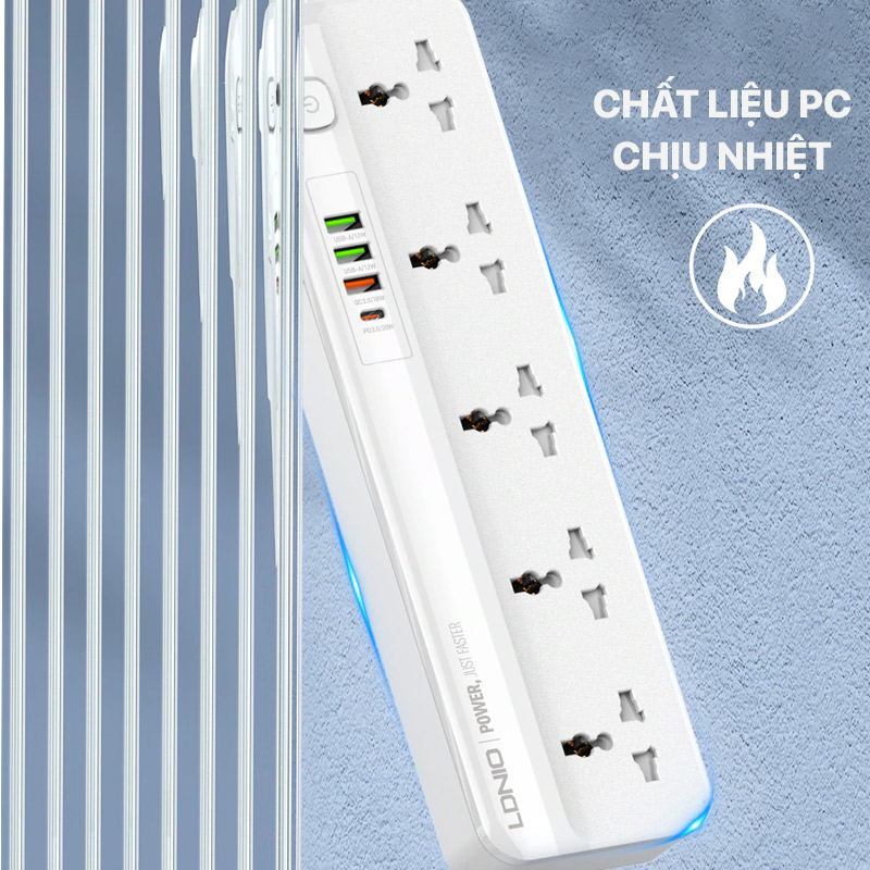 Ổ cắm điện LDNIO - Multi Function Power Strip 5 Power Socket PD QC3 Auto ID SC5415 4 Ổ cắm điện LDNIO - Multi Function Power Strip 5 Power Socket PD QC3 Auto ID SC5415