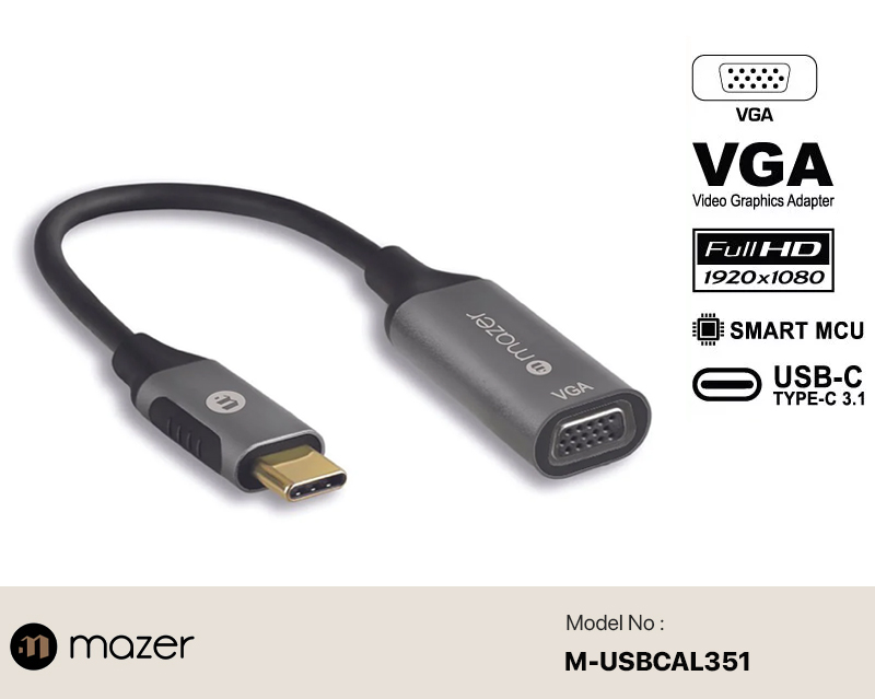 Mazer USB-C To VGA 1080P Adapter 1 Mazer USB-C To HDMI 4K/60Hz Adapter