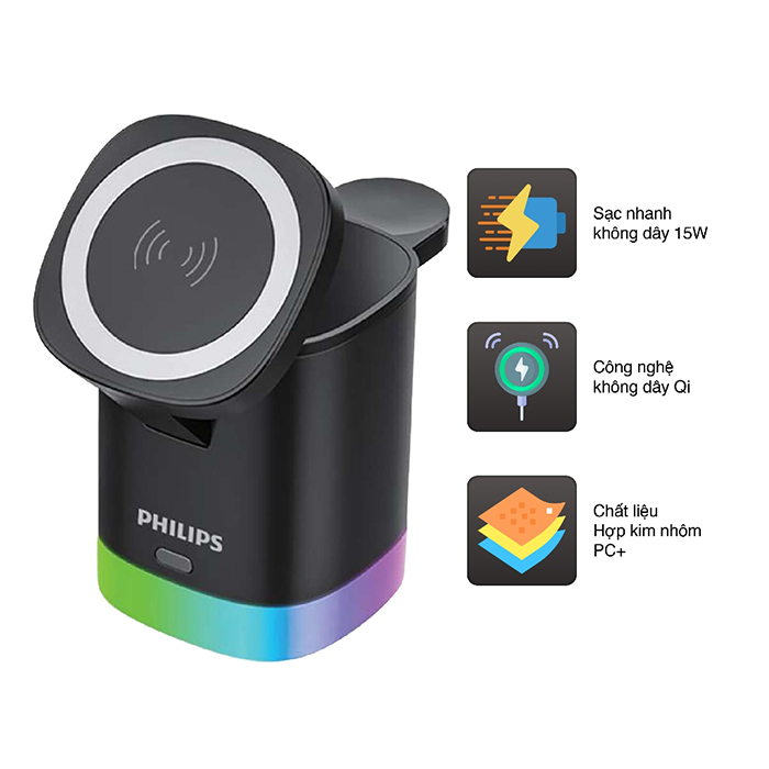 Philips - Đế Sạc Không Dây MagSafe 3-in-1 LED - DLP8430 1 Philips - Đế Sạc Không Dây MagSafe 3-in-1 LED - DLP8430