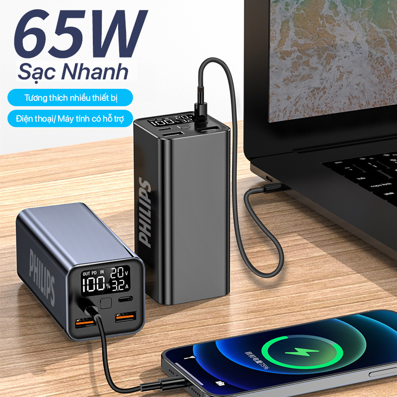 Pin sạc dự phòng Philips - DLP5721 - Digital Display PD65W+22.5W - 20000mAh 4 Philips - Digital Display PD65W+22.5W Power Bank 20000mAh - DLP5721