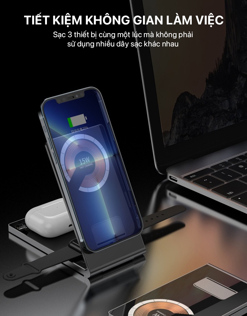 Philips - Foldable 4-in-1 Magnectic Wireless Charger - DLP9340 2 philips foldable stand 4 in 1 magnectic wireless charger 04