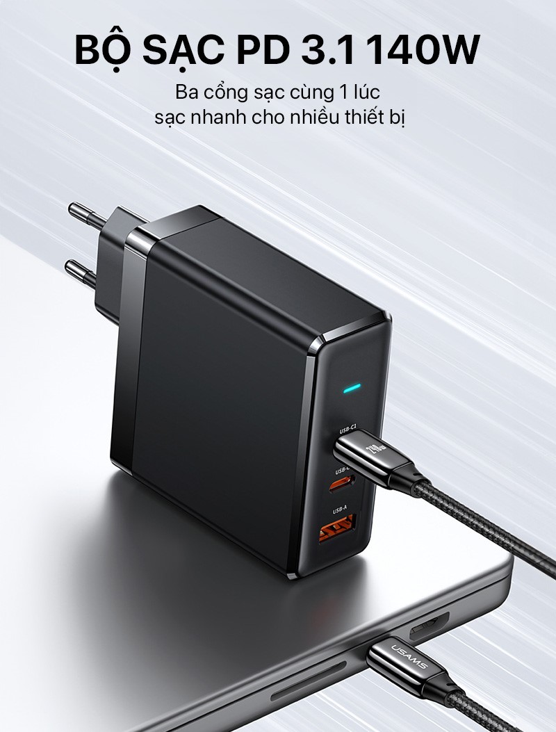 Philips GAN 140W Fast Charger - DLP9714 1 philips gan 140w fast charger input 01