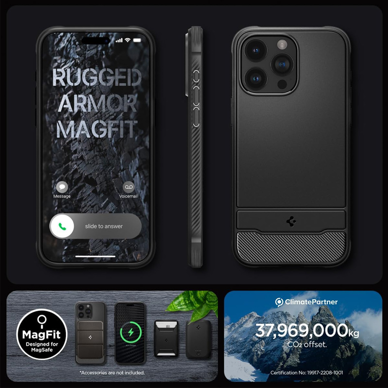 Case Spigen Rugged MagFit iPhone 15 Pro 6.1 Inch 2023 - Matte Black 6 Case Spigen Rugged Magfit