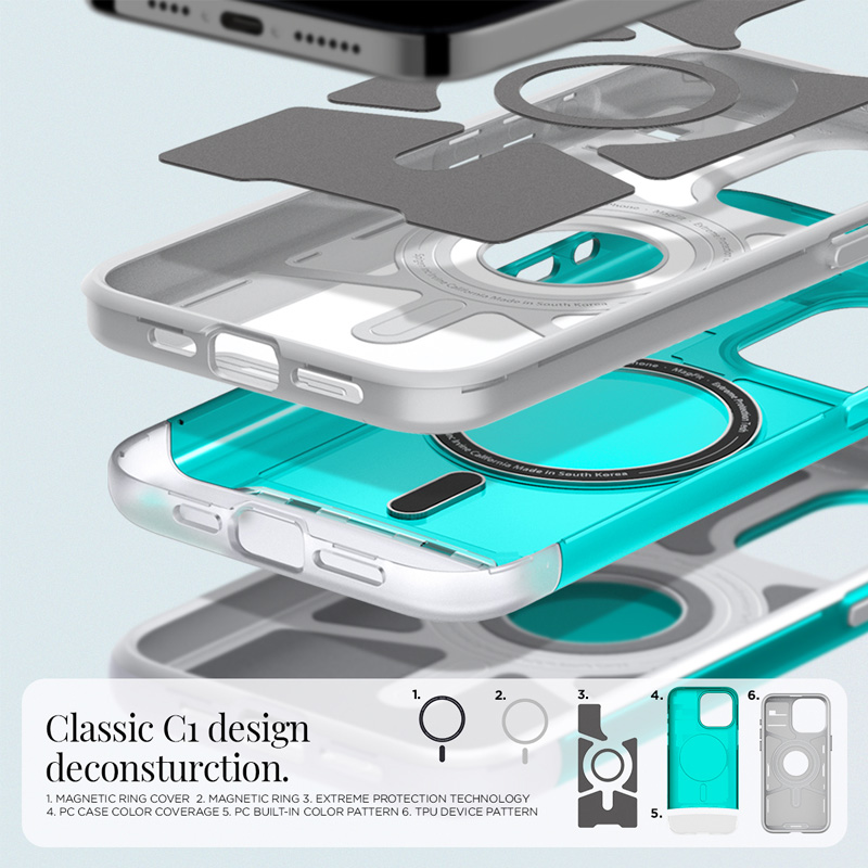 Case Spigen Classic C1 MagFit iPhone 15 Pro Max 6.7 Inch 2023 - Bondi Blue 4
