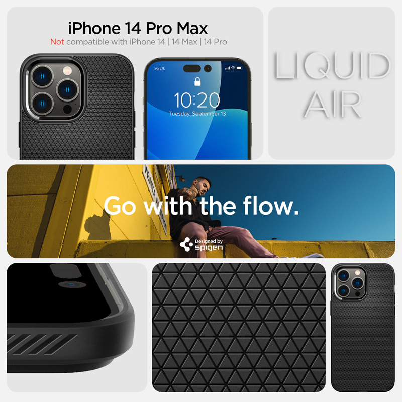 Case Spigen Iphone 14 Pro Max Liquid Air Matte Black 1 op lung iphone 14 promax spigen liquid air black 01