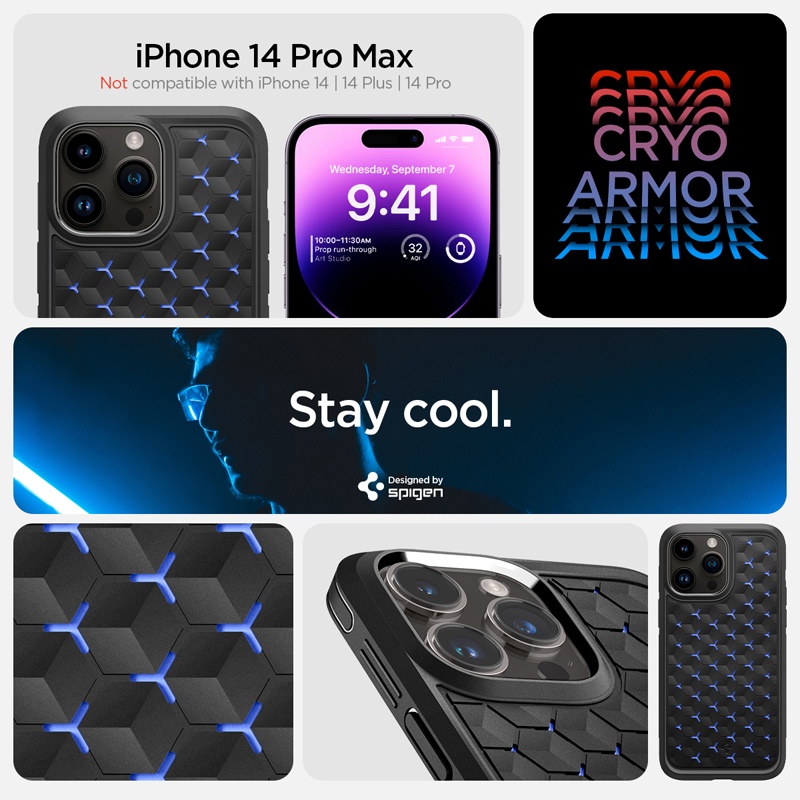 Case Spigen Iphone 14 Pro Max Cryo Armor Cs Matte Black 1 op lung spigen iphone 14 pro max cryo armor 01