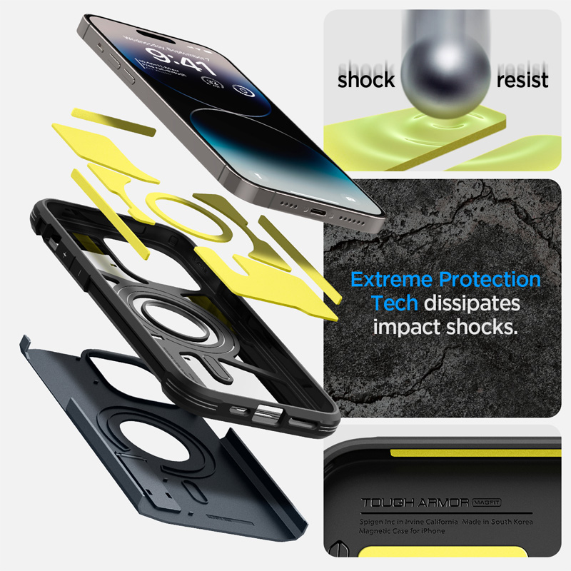 Case Spigen Iphone 14 Pro Max Tough Armor Magfit Metal Slate 2 op lung spigen iphone 14 pro max tough armor magfit magsafe metal slate 03