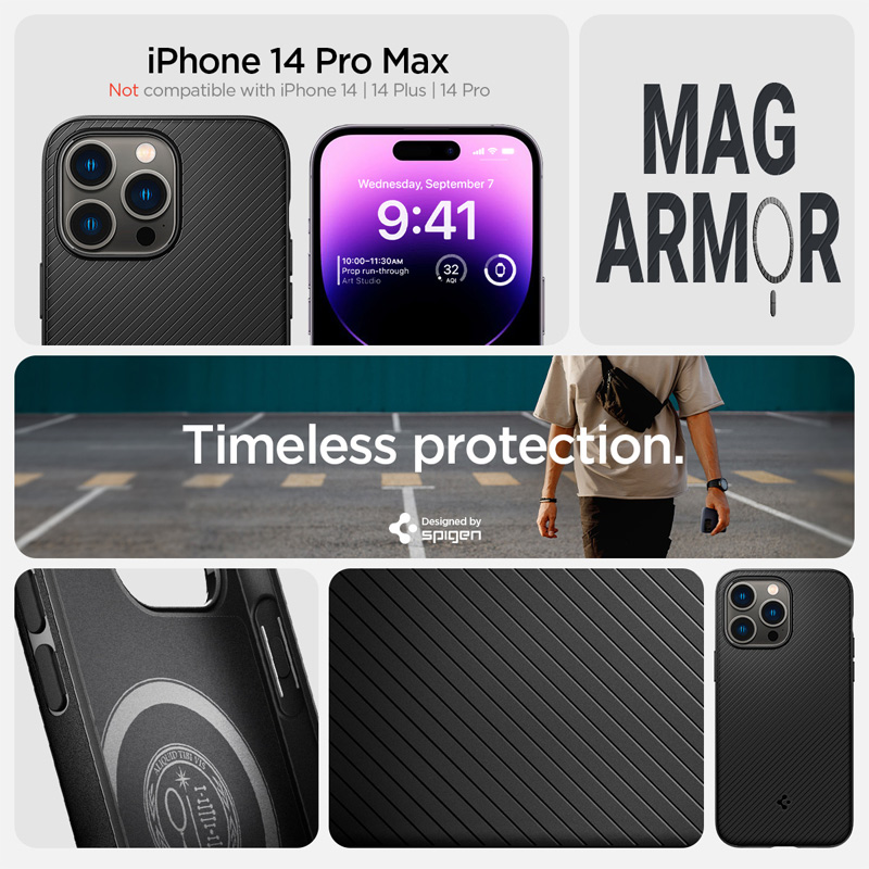 Case Spigen Iphone 14 Pro Max Mag Armor Magfit Matte Black 1 op lung spigen iphone 14 promax mag armor magfit matte black 01