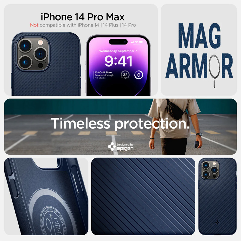 Case Spigen Iphone 14 Pro Max Mag Armor Magfit Navy Blue 1 op lung spigen iphone 14 promax mag armor magfit navy blue 01