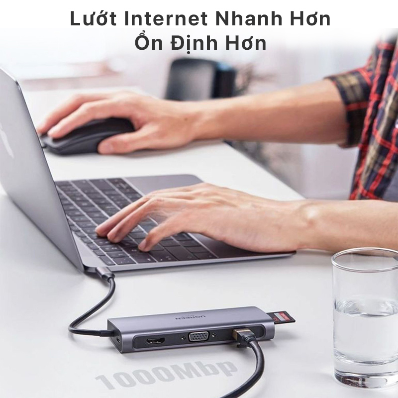 Ugreen - 9 in 1 Space Gray USB Type C To 3 USB 3.0 4K-HDMI VGA RJ45 SD-TF PB CM179 7 ugreen 9in1 space gray usb type c to 3xusb3.0 4k cm179 01