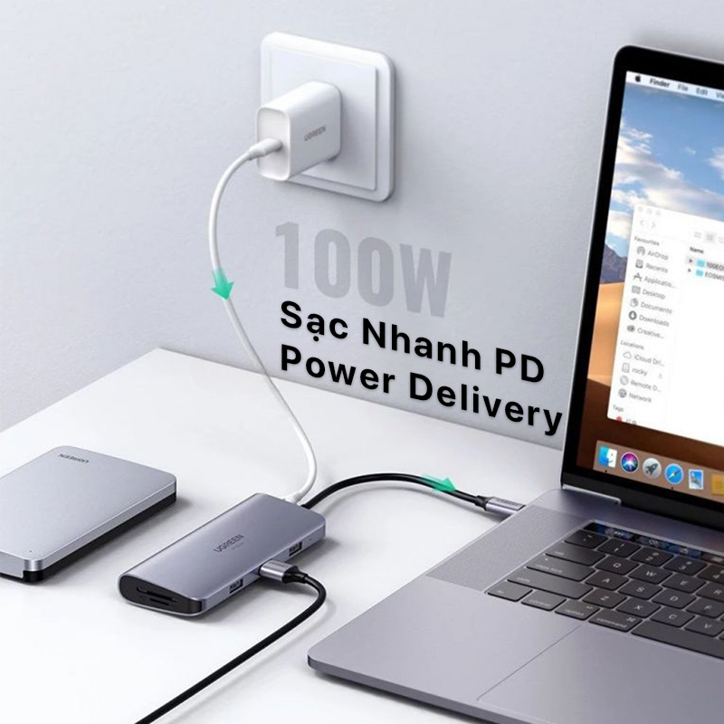 Ugreen - 9 in 1 Space Gray USB Type C To 3 USB 3.0 4K-HDMI VGA RJ45 SD-TF PB CM179 8 ugreen 9in1 space gray usb type c to 3xusb3.0 4k cm179 03