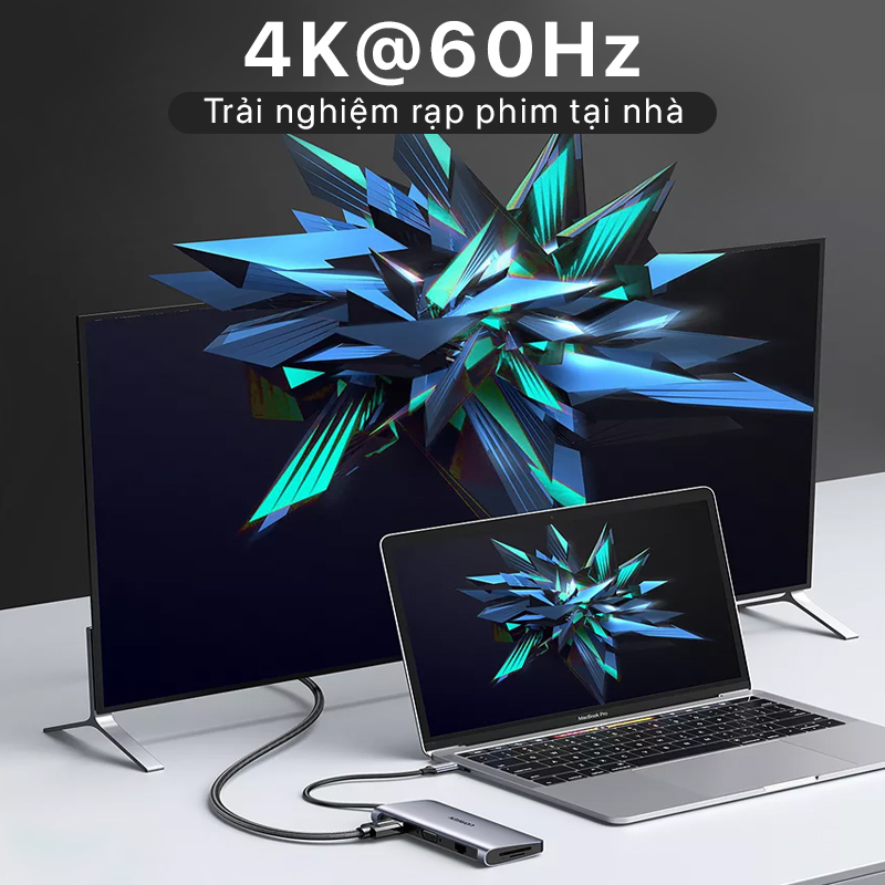 Ugreen - 9 in 1 Space Gray USB Type C To 3 USB 3.0 4K-HDMI VGA RJ45 SD-TF PB CM179 6 ugreen 9in1 space gray usb type c to 3xusb3.0 4k cm179 08