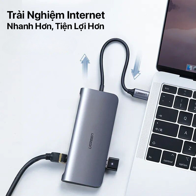 Ugreen USB-C To 3 USB 3.0 + HDMI + VGA + LAN + Adapter USB-C CM256 6 ugreen type c to usb3.0 hdmi vga lan adapter type c cm256 04