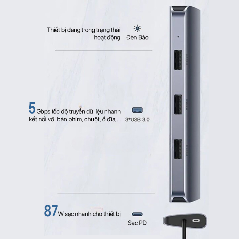 Ugreen USB-C To 3 USB 3.0 + HDMI + VGA + LAN + Adapter USB-C CM256 2 ugreen type c to usb3.0 hdmi vga lan adapter type c cm256 06