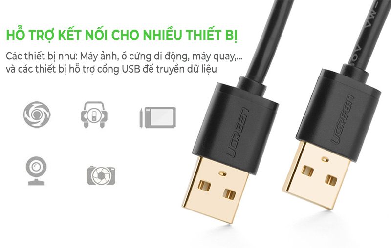 Cáp chuyển đổi Ugreen USB 2.0 Male To Male Cable 3m Black 30136 1 ugreen usb 2 0 male to male cable 3m black 30136 01
