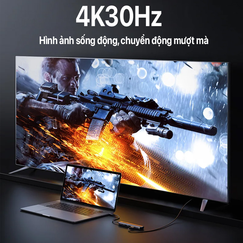 Ugreen USB-C To 3 USB A + 3.5MM Audio+ 4K HDMI CM478 2 Hub chuyển đổi Ugreen 5 trong 1 CM478