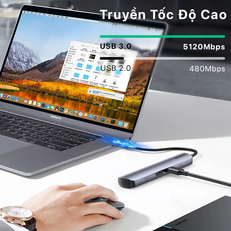Ugreen USB-C To 3 USB A + 3.5MM Audio+ 4K HDMI CM478 4 Hub chuyển đổi Ugreen 5 trong 1 CM478