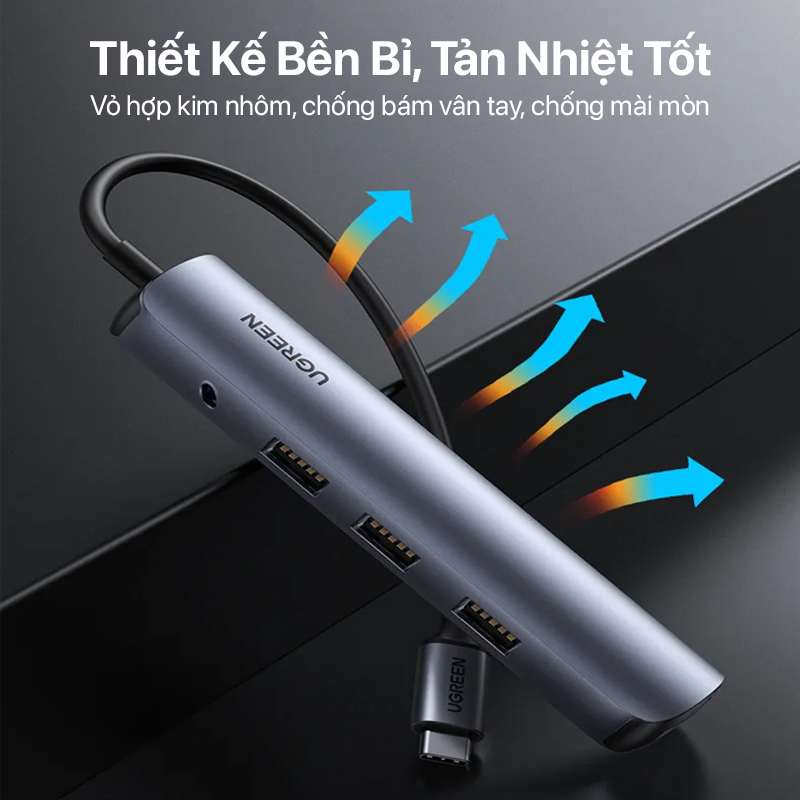 Ugreen USB-C To 3 USB A + 3.5MM Audio+ 4K HDMI CM478 6 Hub chuyển đổi Ugreen 5 trong 1 CM478