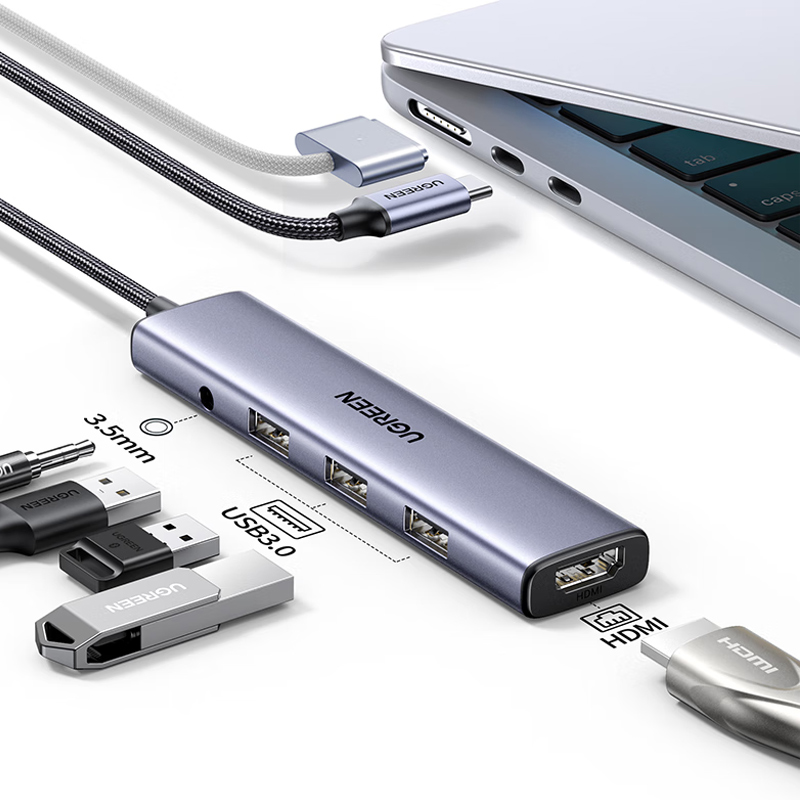 Ugreen USB-C To 3 USB A + 3.5MM Audio+ 4K HDMI CM478 1 Hub chuyển đổi Ugreen 5 trong 1 CM478
