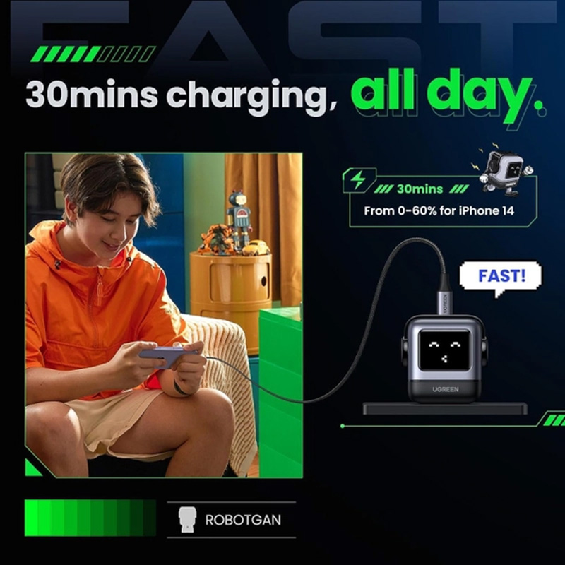 Ugreen - Nexode RG GaN Fast Charger 30W - Gray 3 Ugreen - Nexode RG GaN Fast Charger 30W - Gray