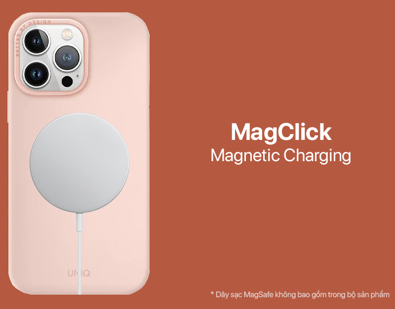 CASE IPHONE 14 PRO - HYBRID MAGCLICK CHARGING LINO HUE - PINK - UNIQ 4 Case UNIQ Lino Hue Magclick Charging For IPhone 14 Pro - Pink