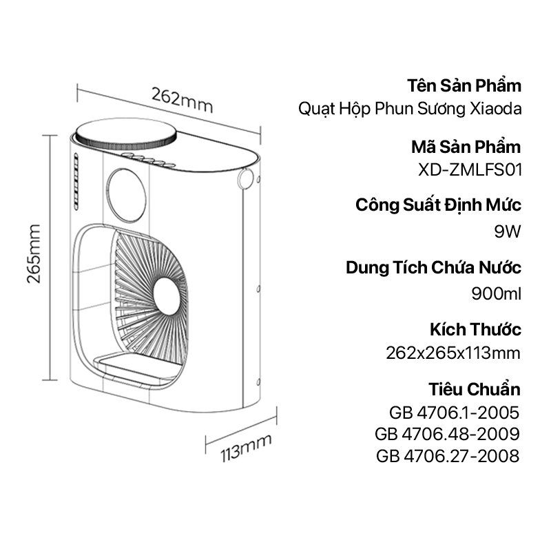 Xiaomi - Quạt Hộp Phun Sương Xiaoda CL08 11 quat hop phun suong xiaoda cl08 11