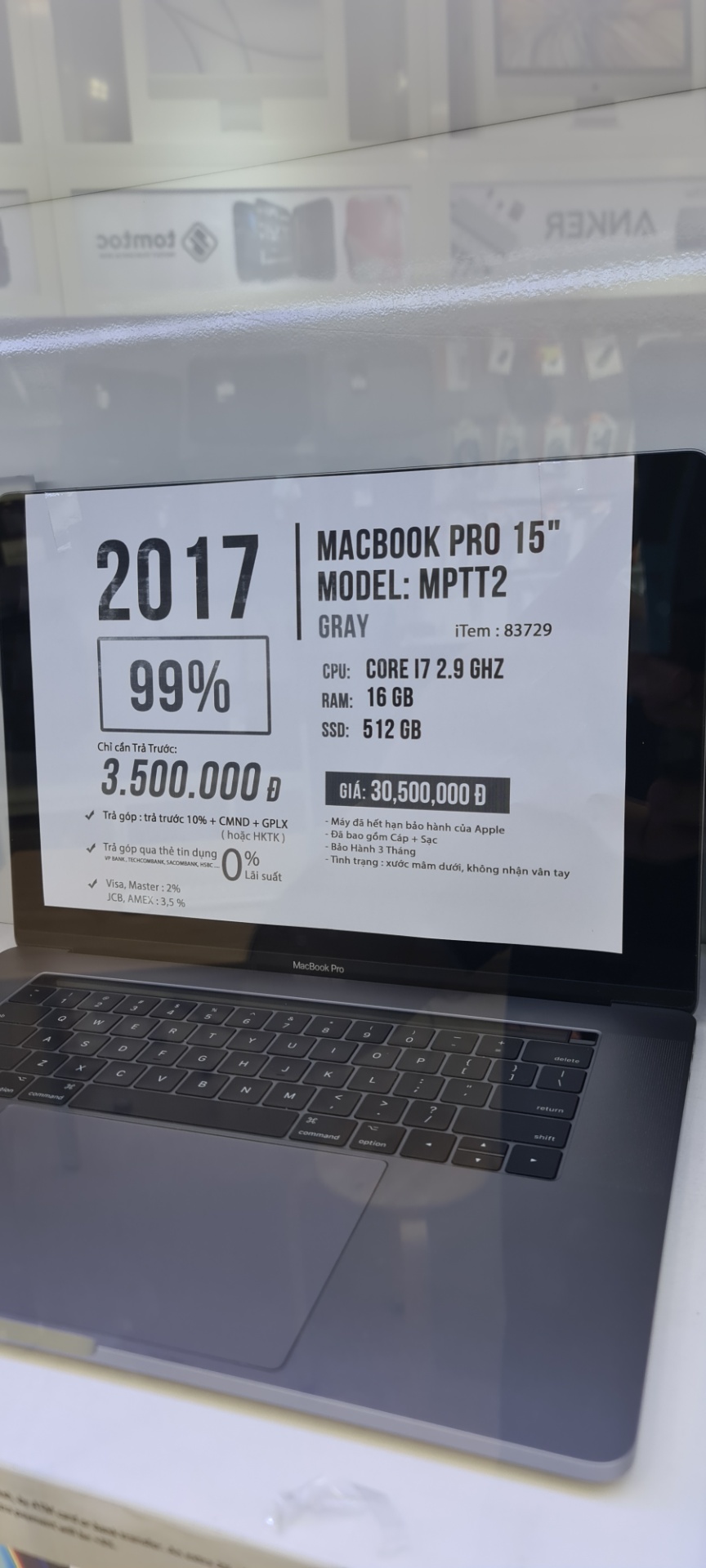 2017 MacBook Pro 15 inch MPTT2 Gray i7 2.9/16GB/512GB/R 560 4GB 99% 1 macbook cu sieu re 21