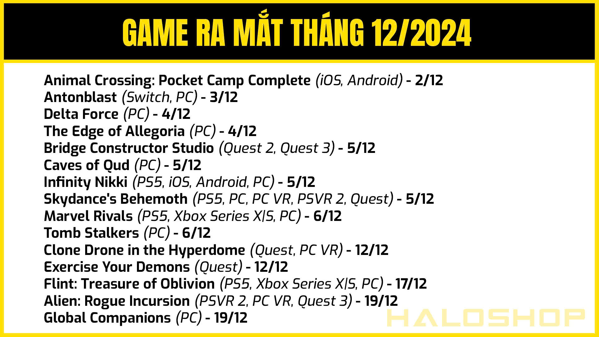 Danh Sách Game Ra Mắt Vào Tháng 12/2024 3 ds game t12 01